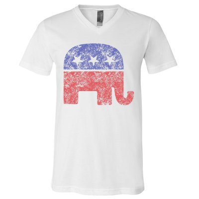 Republican Elephant Vintage Logo Gift V-Neck T-Shirt
