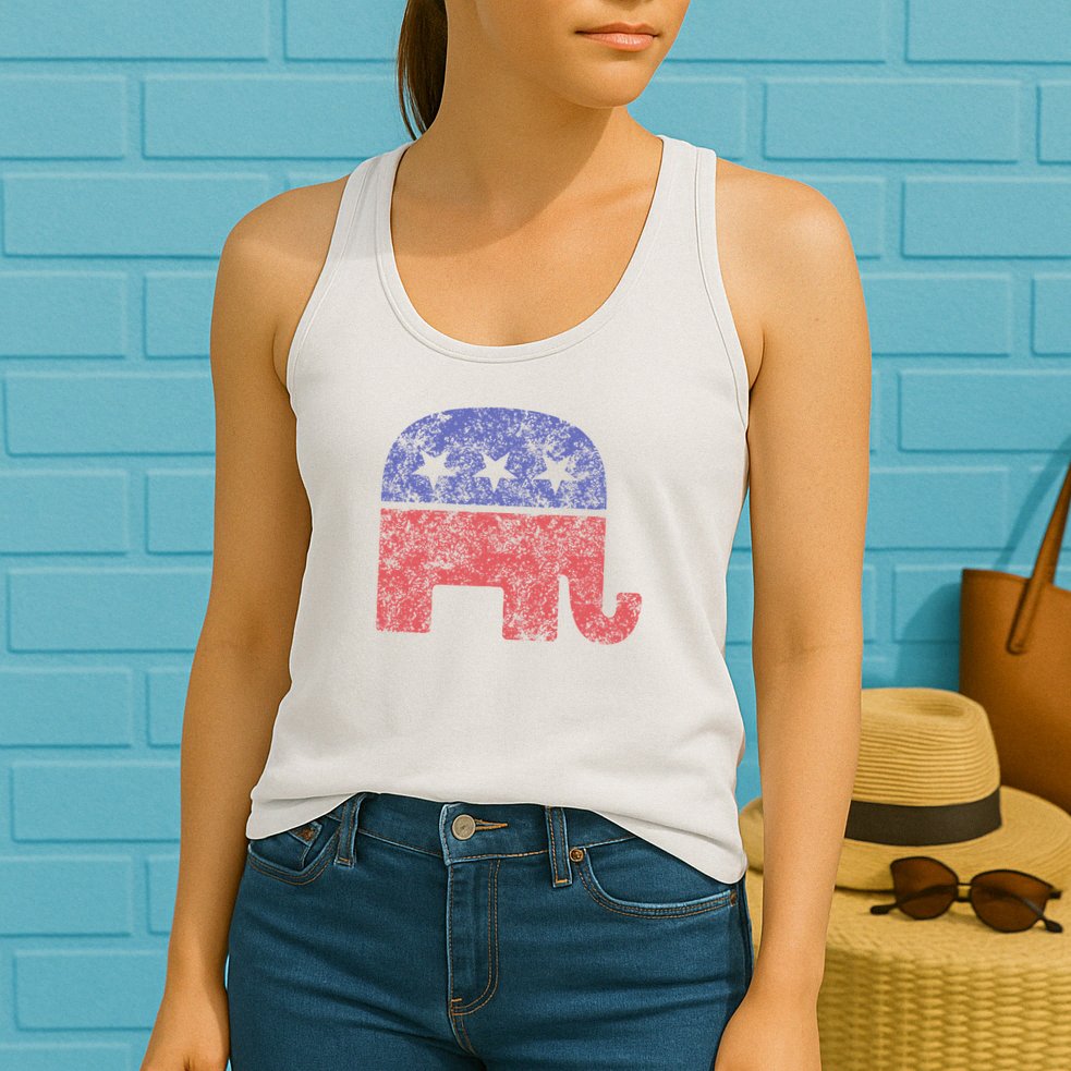 Republican Elephant Vintage Logo Gift Womens Tank Top