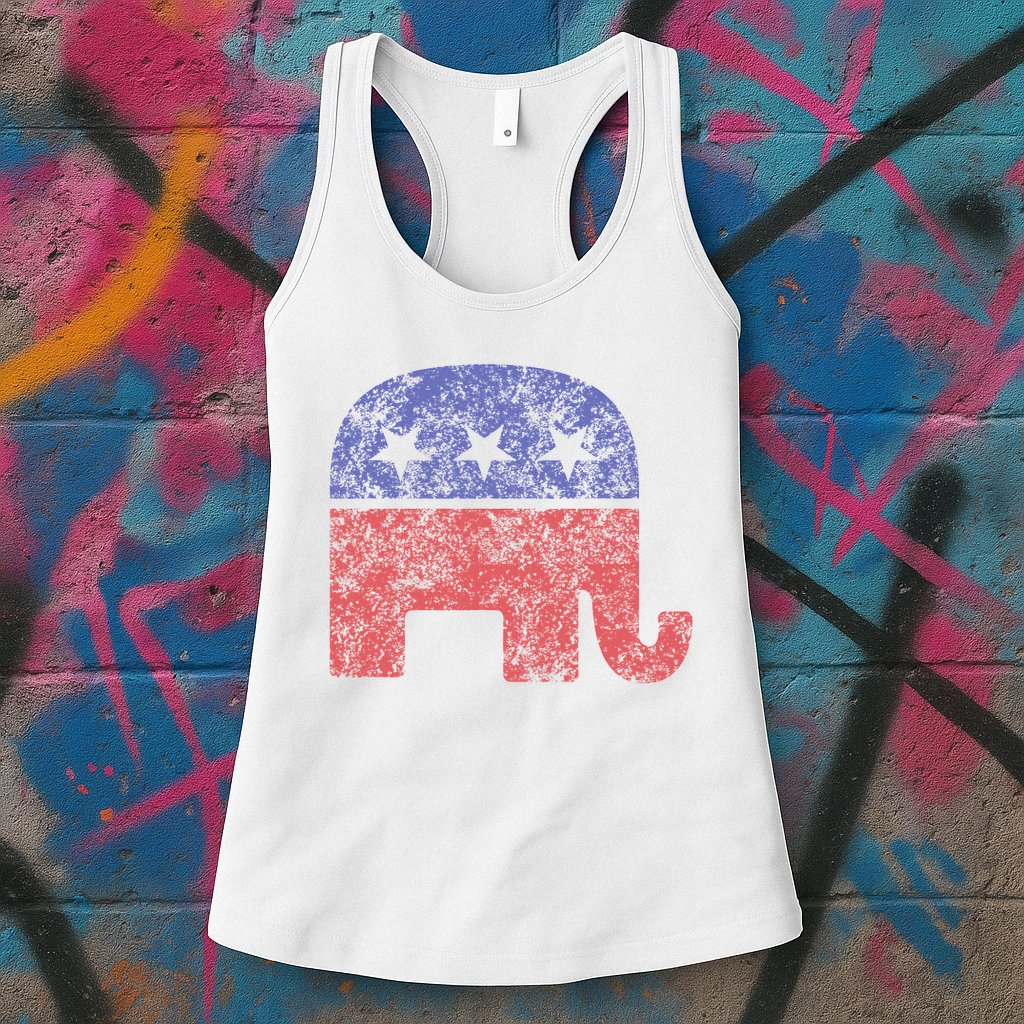 Republican Elephant Vintage Logo Gift Womens Tank Top