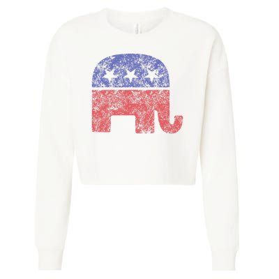 Republican Elephant Vintage Logo Gift Cropped Pullover Crew