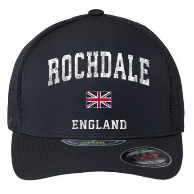 Rochdale England Vintage Athletic Sports Flexfit Unipanel Trucker Cap