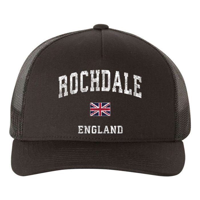 Rochdale England Vintage Athletic Sports Yupoong Adult 5-Panel Trucker Hat