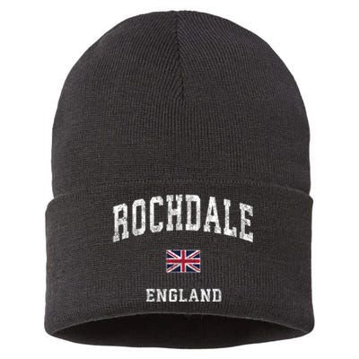 Rochdale England Vintage Athletic Sports Sustainable Knit Beanie