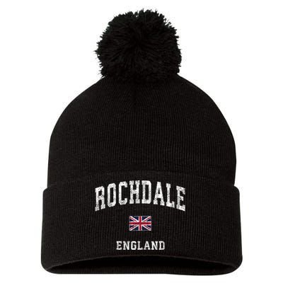 Rochdale England Vintage Athletic Sports Pom Pom 12in Knit Beanie