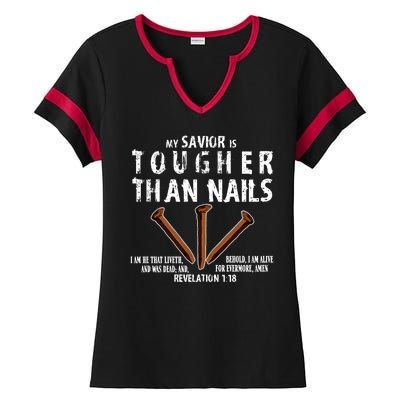 Revelation My Savior Is Tougher Than Nails Ladies Halftime Notch Neck Tee