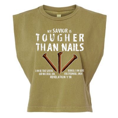 Revelation My Savior Is Tougher Than Nails Garment-Dyed Women's Muscle Tee