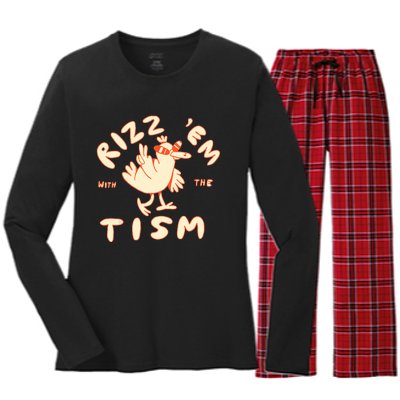 Rizz Em With The Tism Women's Long Sleeve Flannel Pajama Set 