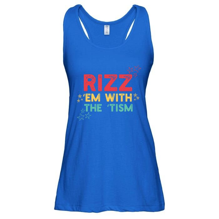 Rizz Em With The Tism Funny Autism Quote For 2024 Funny Gift Ladies Essential Flowy Tank