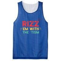 Rizz Em With The Tism Funny Autism Quote For 2024 Funny Gift Mesh Reversible Basketball Jersey Tank