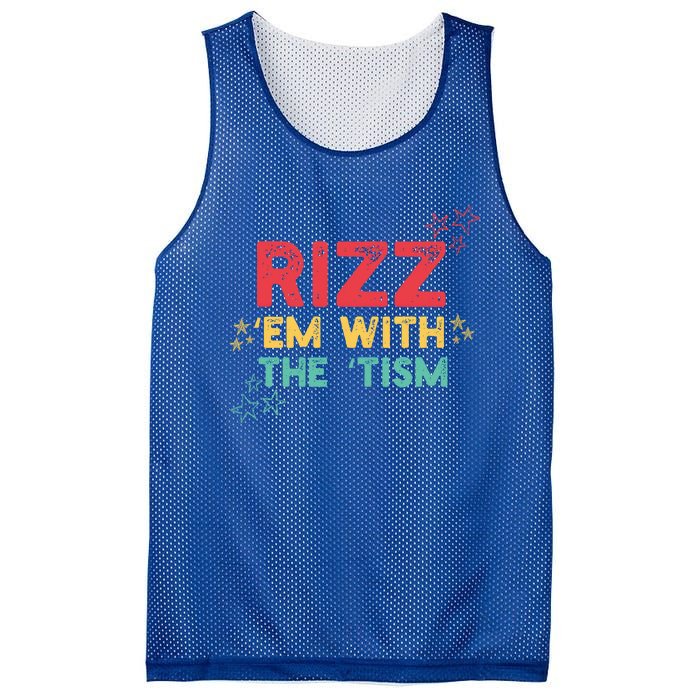 Rizz Em With The Tism Funny Autism Quote For 2024 Funny Gift Mesh Reversible Basketball Jersey Tank