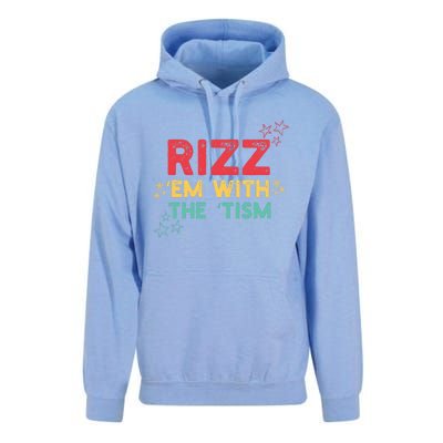 Rizz Em With The Tism Funny Autism Quote For 2024 Funny Gift Unisex Surf Hoodie