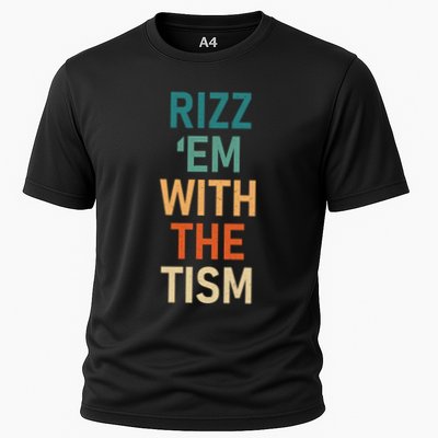 Rizz Em With The Tism Funny Autistic Retro Autism Awareness Funny Gift Performance Shirt