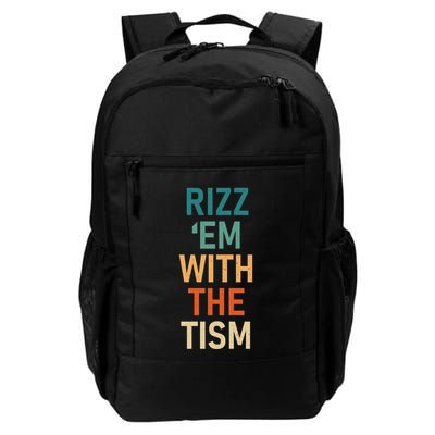 Rizz Em With The Tism Funny Autistic Retro Autism Awareness Funny Gift Backpack