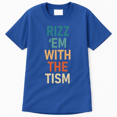 Rizz Em With The Tism Funny Autistic Retro Autism Awareness Funny Gift Tall T-Shirt