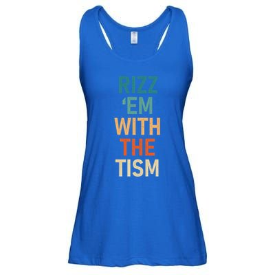 Rizz Em With The Tism Funny Autistic Retro Autism Awareness Funny Gift Ladies Essential Flowy Tank