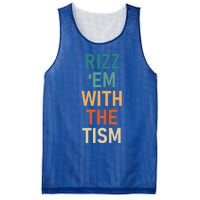 Rizz Em With The Tism Funny Autistic Retro Autism Awareness Funny Gift Mesh Reversible Basketball Jersey Tank