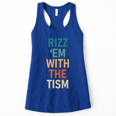 Rizz Em With The Tism Funny Autistic Retro Autism Awareness Funny Gift Womens Tank Top