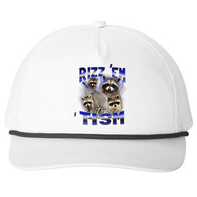 Rizz Em With The Tism Meme Autistic Racoon Funny Autism Snapback Five-Panel Rope Hat