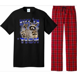 Rizz Em With The Tism Meme Autistic Racoon Funny Autism Pajama Set