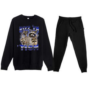 Rizz Em With The Tism Meme Autistic Racoon Funny Autism Premium Crewneck Sweatsuit Set