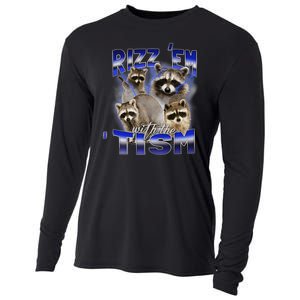 Rizz Em With The Tism Meme Autistic Racoon Funny Autism Cooling Performance Long Sleeve Crew