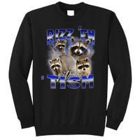 Rizz Em With The Tism Meme Autistic Racoon Funny Autism Tall Sweatshirt