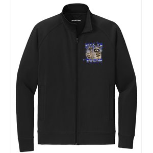 Rizz Em With The Tism Meme Autistic Racoon Funny Autism Stretch Full-Zip Cadet Jacket