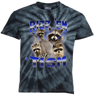 Rizz Em With The Tism Meme Autistic Racoon Funny Autism Kids Tie-Dye T-Shirt