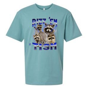 Rizz Em With The Tism Meme Autistic Racoon Funny Autism Sueded Cloud Jersey T-Shirt