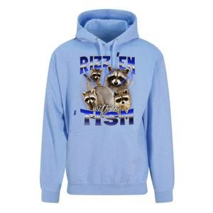 Rizz Em With The Tism Meme Autistic Racoon Funny Autism Unisex Surf Hoodie