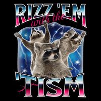 Rizz Em With The Tism Meme Autistic Raccoon Funny Rizz Gift Impact Tech Backpack
