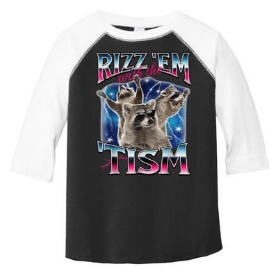 Rizz Em With The Tism Meme Autistic Raccoon Funny Rizz Gift Toddler Fine Jersey T-Shirt