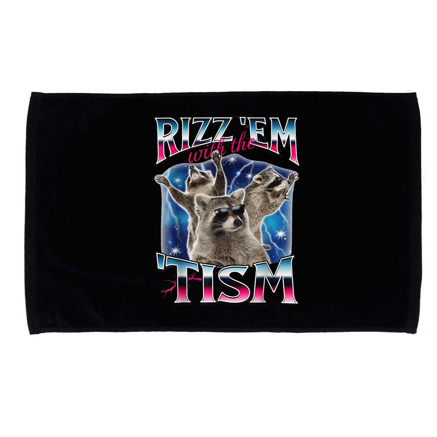 Rizz Em With The Tism Meme Autistic Raccoon Funny Rizz Gift Microfiber Hand Towel