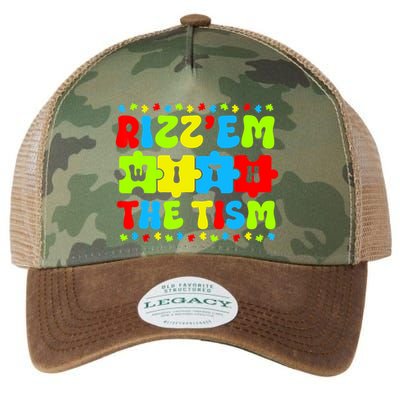 Rizz Em With The Tism Autism Awareness Puzzle Legacy Tie Dye Trucker Hat