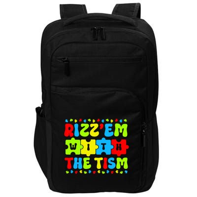 Rizz Em With The Tism Autism Awareness Puzzle Impact Tech Backpack