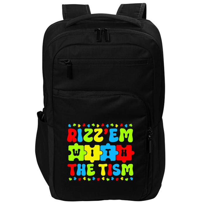 Rizz Em With The Tism Autism Awareness Puzzle Impact Tech Backpack