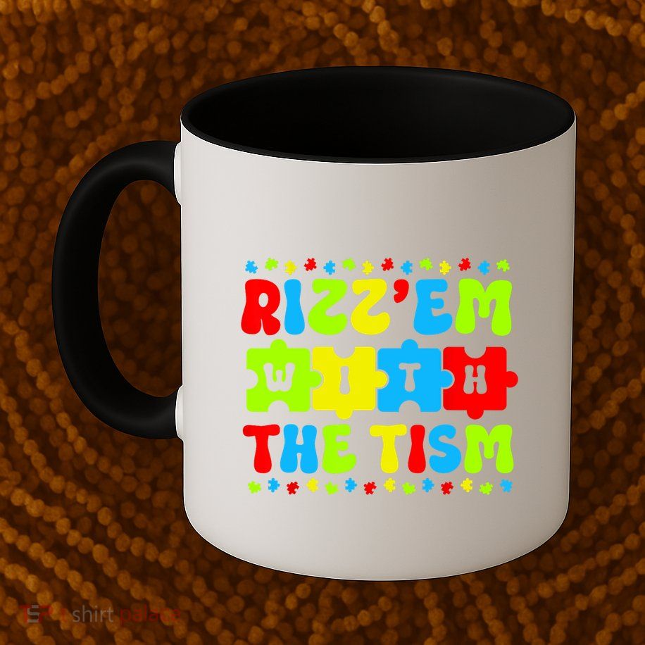 Rizz Em With The Tism Autism Awareness Puzzle Mug