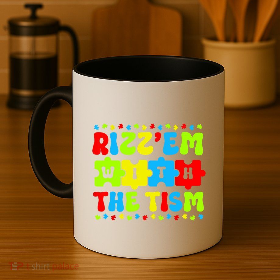 Rizz Em With The Tism Autism Awareness Puzzle Mug