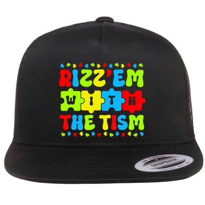 Rizz Em With The Tism Autism Awareness Puzzle Flatbill Hat