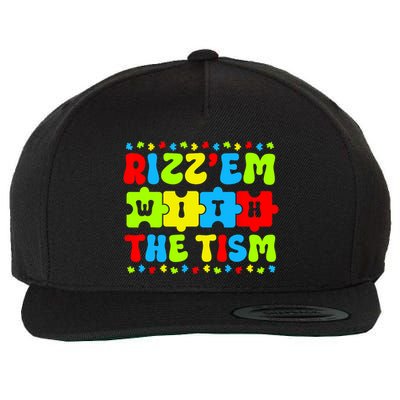 Rizz Em With The Tism Autism Awareness Puzzle Wool Snapback Cap