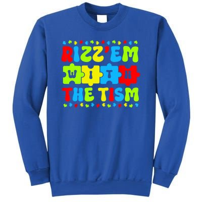 Rizz Em With The Tism Autism Awareness Puzzle Sweatshirt