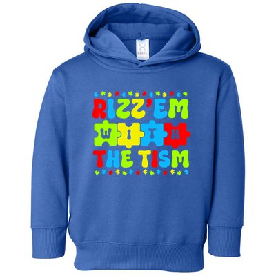 Rizz Em With The Tism Autism Awareness Puzzle Toddler Hoodie