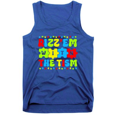 Rizz Em With The Tism Autism Awareness Puzzle Tank Top