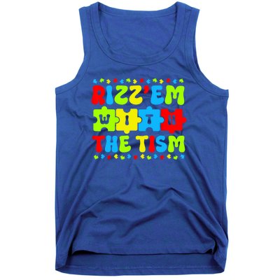 Rizz Em With The Tism Autism Awareness Puzzle Tank Top