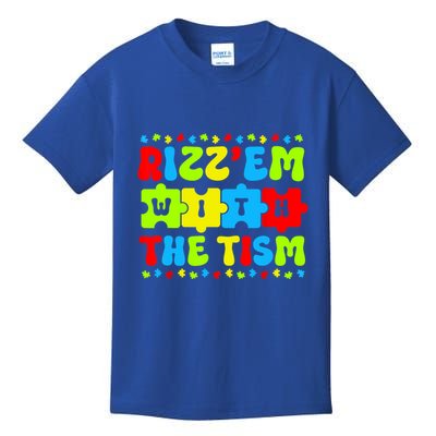 Rizz Em With The Tism Autism Awareness Puzzle Kids T-Shirt