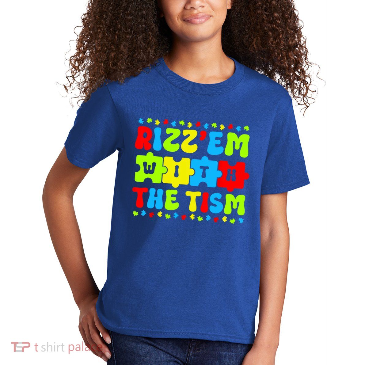 Rizz Em With The Tism Autism Awareness Puzzle Kids T-Shirt