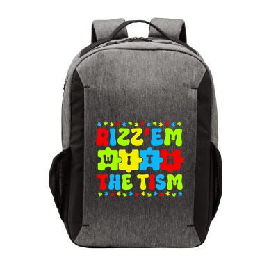 Rizz Em With The Tism Autism Awareness Puzzle Vector Backpack