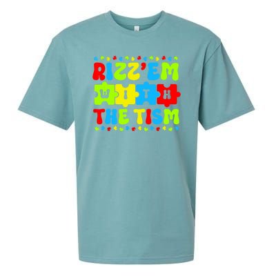 Rizz Em With The Tism Autism Awareness Puzzle Sueded Cloud Jersey T-Shirt