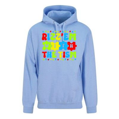 Rizz Em With The Tism Autism Awareness Puzzle Unisex Surf Hoodie