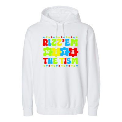 Rizz Em With The Tism Autism Awareness Puzzle Garment-Dyed Fleece Hoodie